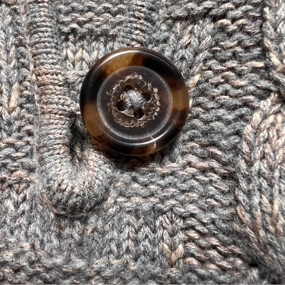NSF High Neck Sweater XL Button Cable Knit Wool Linen Cotton Cashmere Pullover - Picture 5 of 11